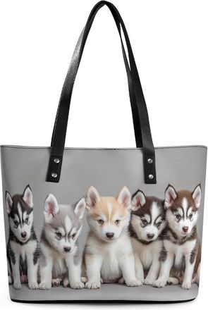 Generic Siberian Husky Puppies Dog Tote Bags for Women Cute Shoulder Purses Handbags