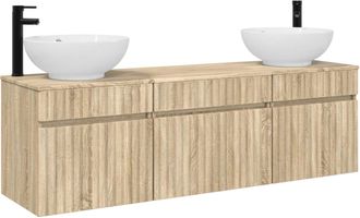 vidaXL Juego De Muebles De Ba&ntilde;o 3 Uds. Roble Sonoma Vidaxl