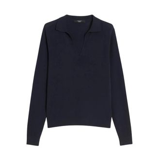 Max Mara V-neck Knitwear, female, Blue, Size: S Palanca Polo