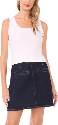 Vince Camuto Ruffle Rib Tank in Ultra White at Nordstrom, Size Xx-Large