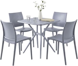 Clp Conjunto De Muebles De Jard&iacute;n Amino Con 4 Sillas Gris