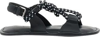 Plan C Leren Sandalen - Dames - Sandalen - Zwart - 38 EU - Leer - Schoenen