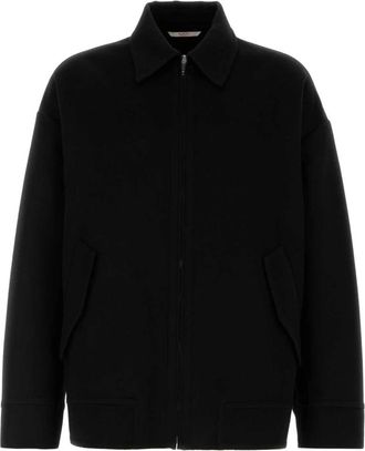 Valentino Garavani Zwarte Oversized Jas van Wolmix - Heren - Bomber jackets - Zwart - M - Wol - Jassen