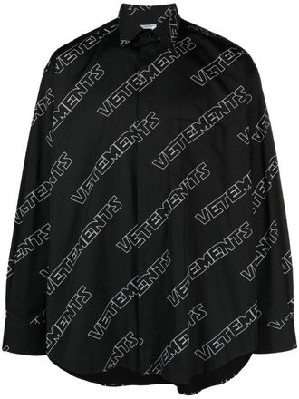 VETEMENTS logo-print cotton shirt - unisex - Cotton - M - Black