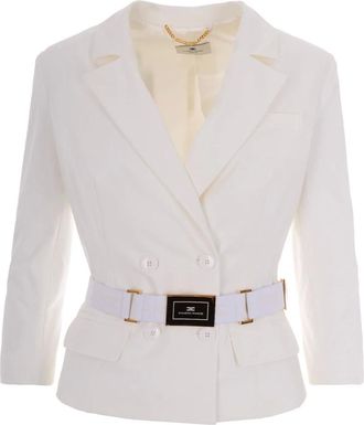 Elisabetta Franchi Double-breasted Blazer - female - Elisabetta Franchi - Blazers - White - XL - Jackets