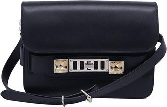 Proenza Schouler Black Leather Mini Ps11 Flap Shoulder Bag (Authentic Pre- Loved)