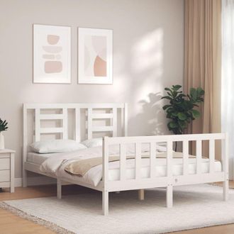 Berkfield Home Bed Frame with Headboard White 140x190 cm Solid Wood