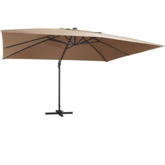 vidaXL Sombrilla Voladiza Jard&iacute;n Luces Led Poste Aluminio Taupe 4x3 M Vidaxl