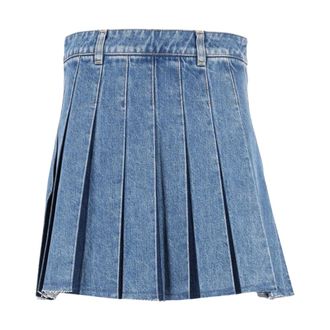 Maison Kitsun&eacute; Minifalda plisada de mezclilla - Skirts - Mujer - Azul - W25