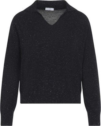 PESERICO Lurex Polo - Dames - Truien - Blauw - Maat: XS Wol