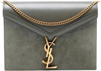 Saint Laurent Pre-owned Shoulder Bags, female, Gray, Size: ONE SIZE Pre-owned Leather Shoulder Bag