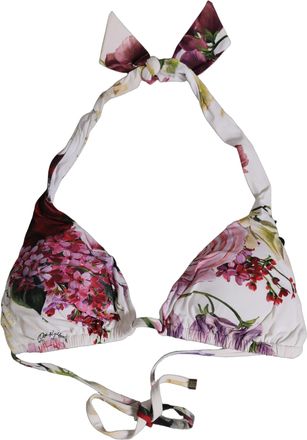 Dolce & Gabbana Floral Print Triangle Bikini Top - White