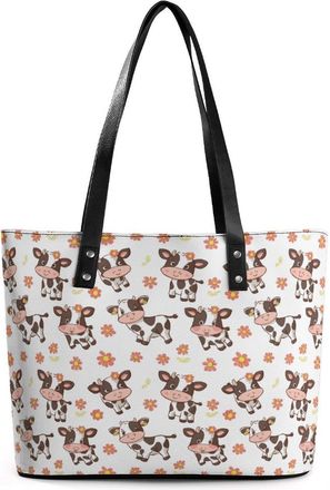 Generic Cow Pattern Tote Bags for Women Cute Shoulder Purses Handbags