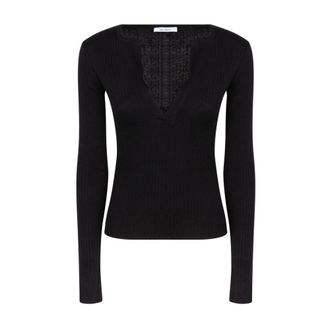 Max Mara Zwarte Kasjmier Zijden Trui - Dames - V-hals truien - Zwart - L - Kasjmier - Truien & Vesten