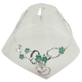 Karine Sultan Enameled Leaf Bib Necklace In Color