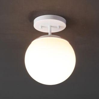 Jonathan Y Designs Marcel 1-Light Bohemian Farmhouse Iron/Frosted Glass LED Semi Flush Mount