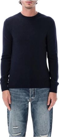 Emporio Armani Maglione girocollo in puro cashmere a maglia liscia - - Knitwear - Uomo - Blu - XL