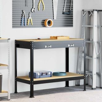 vidaXL vidaXL Banco da lavoro con cassetto Nero 114 x 54 x 91 cm