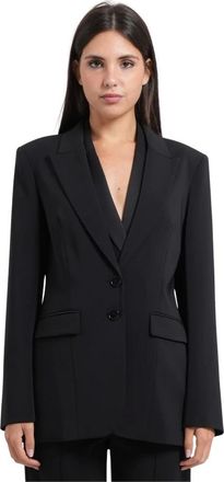 Patrizia Pepe Fluid Stretch Two-Button Blazer - Dames - Jassen - Zwart - Maat: 2XL Leer