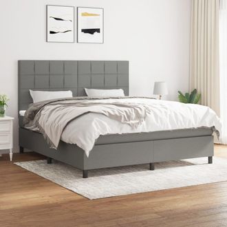 vidaXL Vidaxl - Cama Box Spring Con Colch&oacute;n Tela Gris Oscuro 160x200 Cm