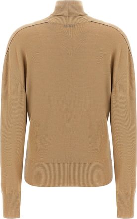 Burberry Logo Intarsia Wool Turtleneck Sweater - Beige