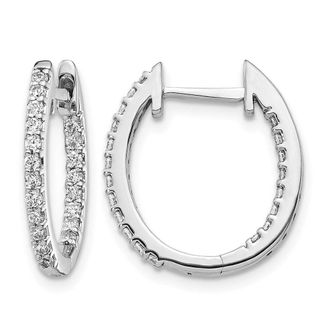 Diamond2Deal 14k White Gold 1/2 Ct Lab Grown Diamond In and Out Hinged Hoop Earrings