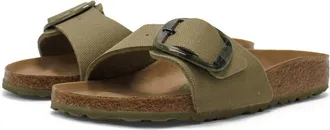 Birkenstock Womens Madrid Big Buckle Rivet Logo Vegan Sandal In Faded Khaki