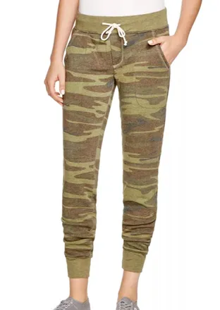 Alternative Printed Fleece Jogger Pants In Green Camo