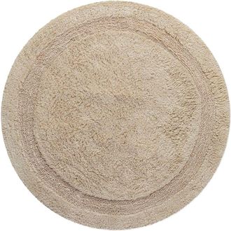 Wecon Home Alfombra de ba&ntilde;o beige redonda de algod&oacute;n 80 cm