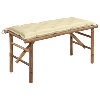 vidaXL Vidaxl - Banco De Jard&iacute;n Plegable Con Coj&iacute;n Bamb&uacute; 118 Cm