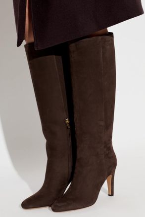 Ferragamo Suede Heeled Boots Nylu, Womens, Brown