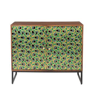 Dutchbone Armario de madera con puertas chapadas en lat&oacute;n