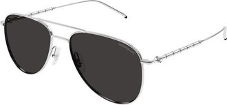 Montblanc Tijdloze zonnebril stijl - Heren - Zonnebrillen - Grijs - 58 MM - Accessoires