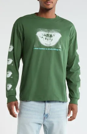 Pleasures Decay Graphic Print Long Sleeve T-Shirt in Forest at Nordstrom, Size Xx-Large