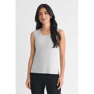 Ming Wang Mid-Length Scoop Neck Knit Tank in Silver at Nordstrom, Size X-Small