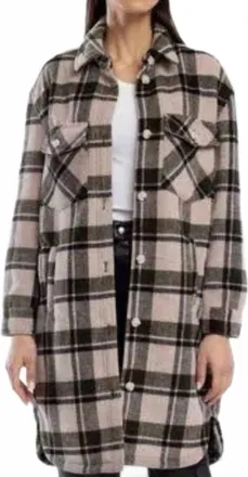 Blank NYC Perfect Timing Plaid Wool Blend Long Shacket Jacket In Multi