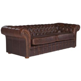 Vente-Unique Vente-unique - Divano 3 posti Chesterfield in pelle invecchiato Marrone - clotaire