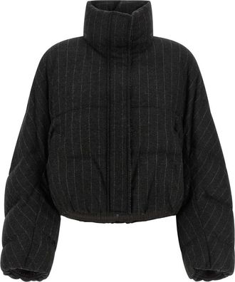 Brunello Cucinelli Jassen - Dames - Gewatteerde jassen - Grijs - XS - Wol - Jassen