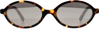 Miu Miu Oval Womens Honey Havana Light Grey Silver Mirror MU 04ZS - Brown - One Size