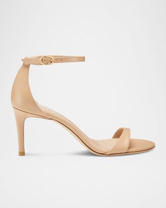 Stuart Weitzman Nudist Leather Ankle-Strap Sandals