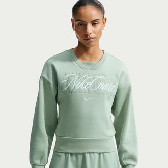 Nike Womens Court Collection Crew-Neck Tennis Top in Green | IB0757-006