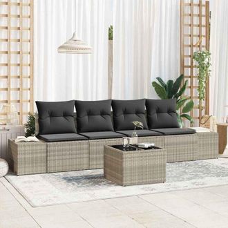 vidaXL Vidaxl - Conjunto De Sof&aacute; De Jard&iacute;n 5 Pcs Gris Claro 55 X 55 X 37 Cm