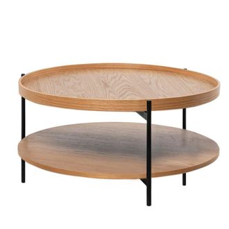 Koketto Home Mesa centro con doble tablero de roble y patas negras