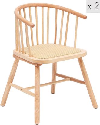 Nordlys Set 2 sillas escandinavas en madera y ratán