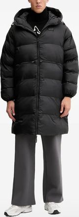 Emporio Armani Cappotto imbottito con applicazione logo - Nero