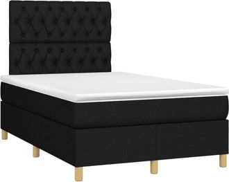 vidaXL Cama Box Spring Con Colch&oacute;n Y Luces Led Tela Negro 120x190 Cm Vidaxl
