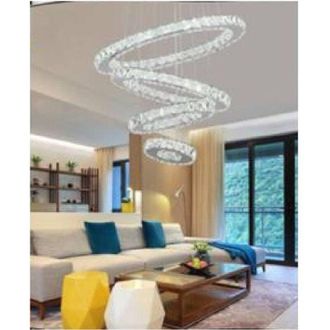 Trade Shop Lampadario a Sospensione Anelli Spirale Cristalli 51w Bianco Freddo 7000k B52 - - Trade Shop Traesio
