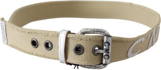 Costume National Womens Beige Cotton Rustic Logo Buckle Belt
