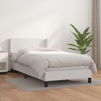vidaXL Vidaxl - Cama Box Spring Con Colch&oacute;n Cuero Sint&eacute;tico Blanco 100x200 Cm