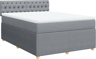 vidaXL Vidaxl - Cama Box Spring Con Colch&oacute;n Tela Gris Claro 140x200 Cm